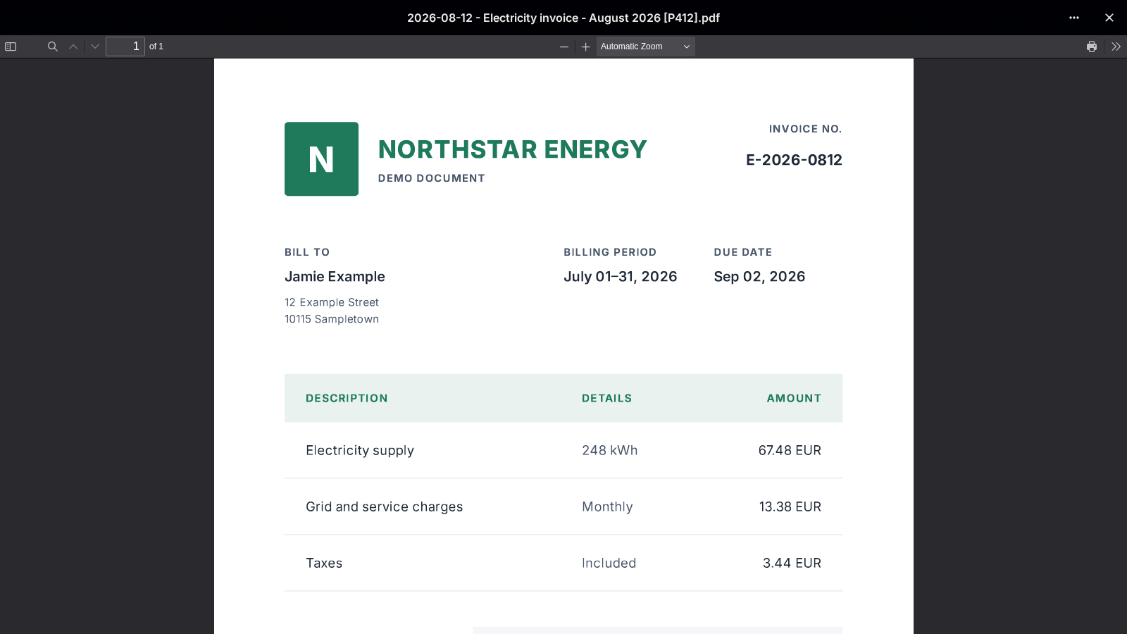 A synchronized Paperless document opened in Nextcloud's PDF viewer