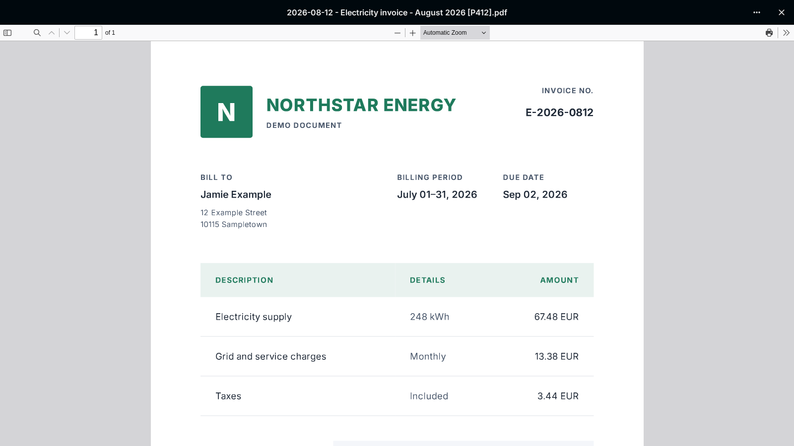A synchronized Paperless document opened in Nextcloud's PDF viewer